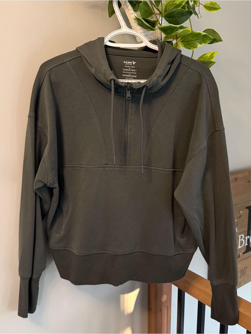 Old Navy Dark Olive Half-Zip Pullover Hoodie